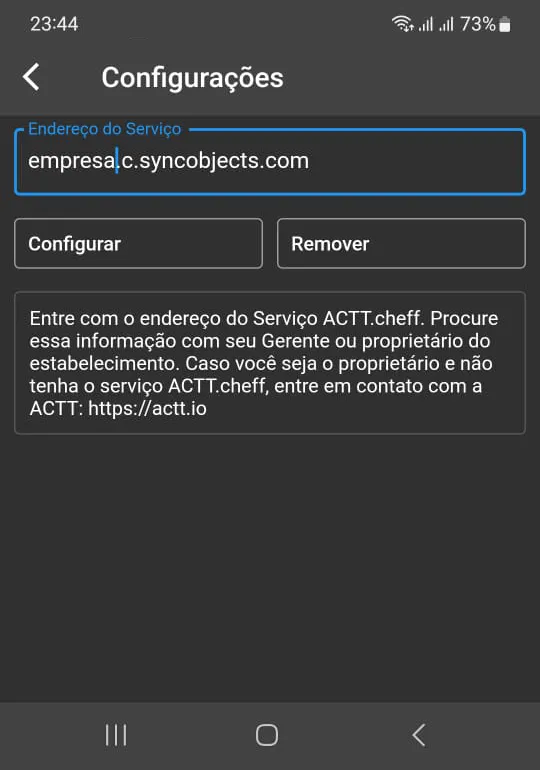 Configuration screen
